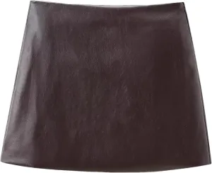 Mnjyihy Women A-Line Leather Skirts Summer High Waist Zipper Short Skirt Sexy Bodycon Mini Pencil Skirts