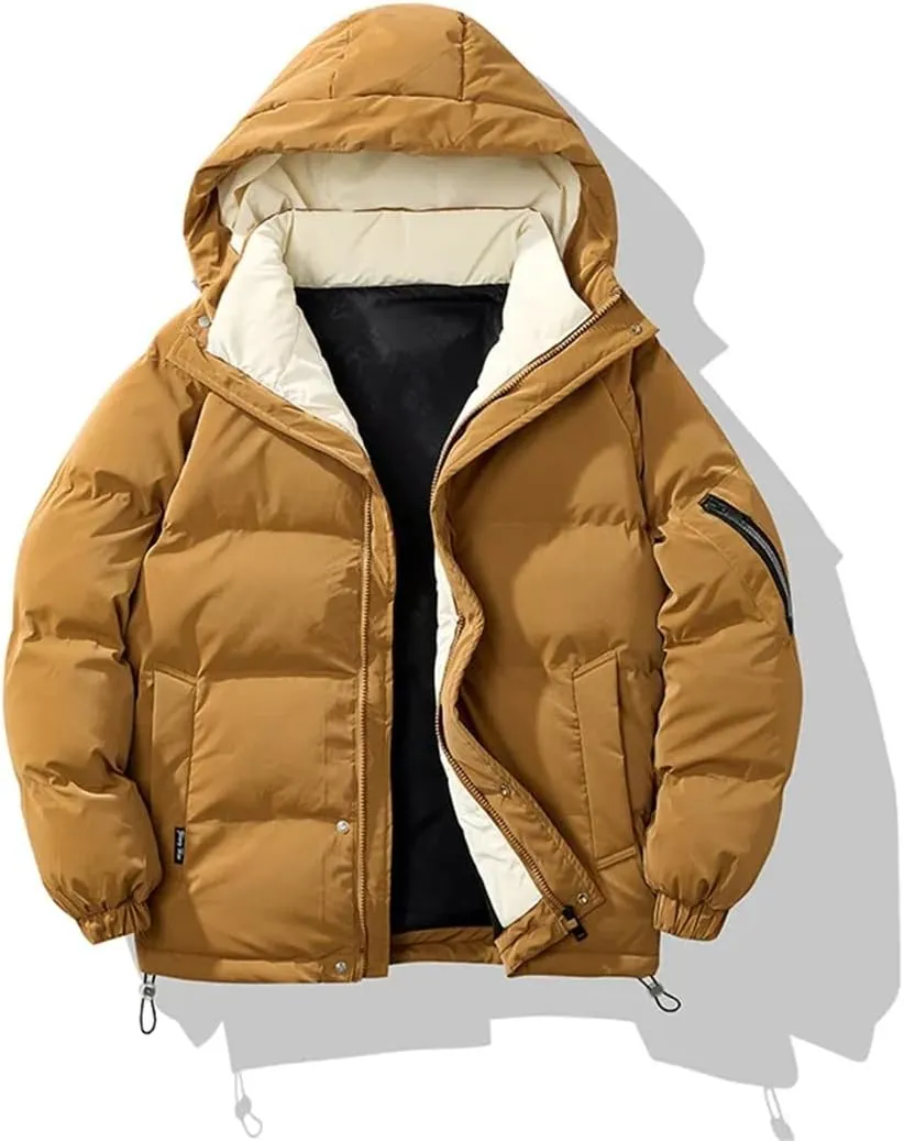 Niiyyjj Winter Warm Thick Puffer Parkas Coat Men Hooded Jackets Mens Casual Cotton Padded Jacket