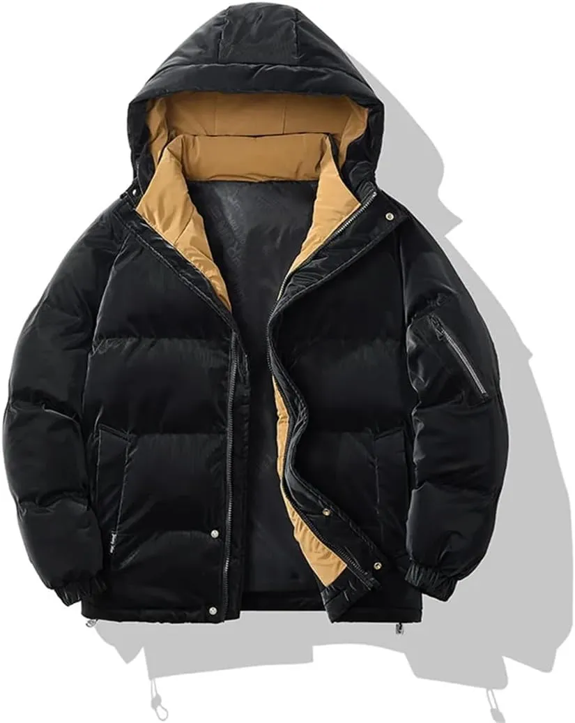 Niiyyjj Winter Warm Thick Puffer Parkas Coat Men Hooded Jackets Mens Casual Cotton Padded Jacket