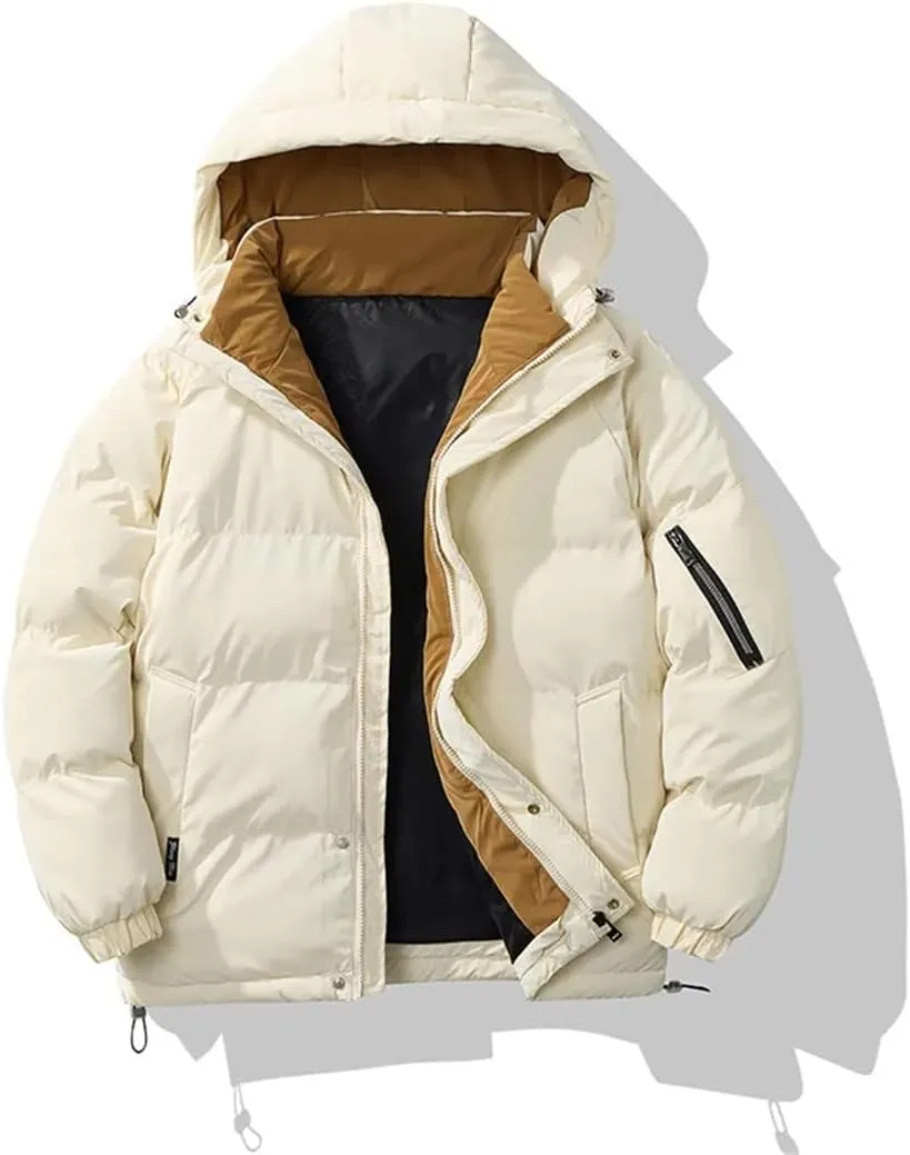 Niiyyjj Winter Warm Thick Puffer Parkas Coat Men Hooded Jackets Mens Casual Cotton Padded Jacket