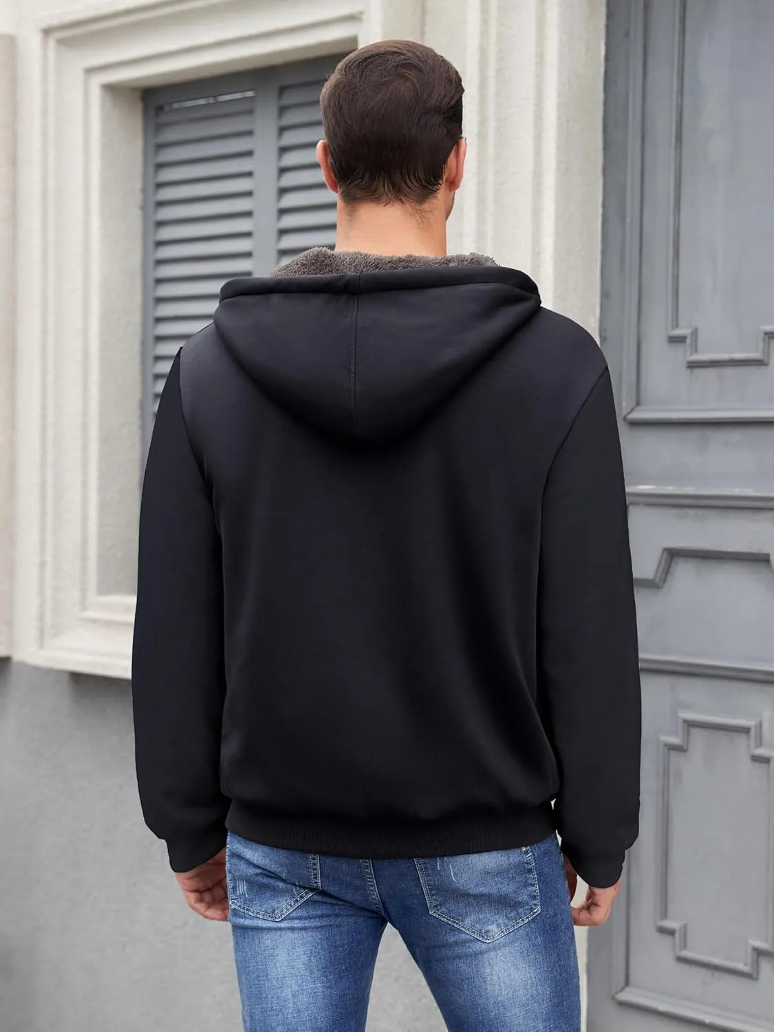 PEGENO Mens Casual Full Zip Hoodie Sweatshirt Long Sleeve Coat Fall Winter Outfits Jacket