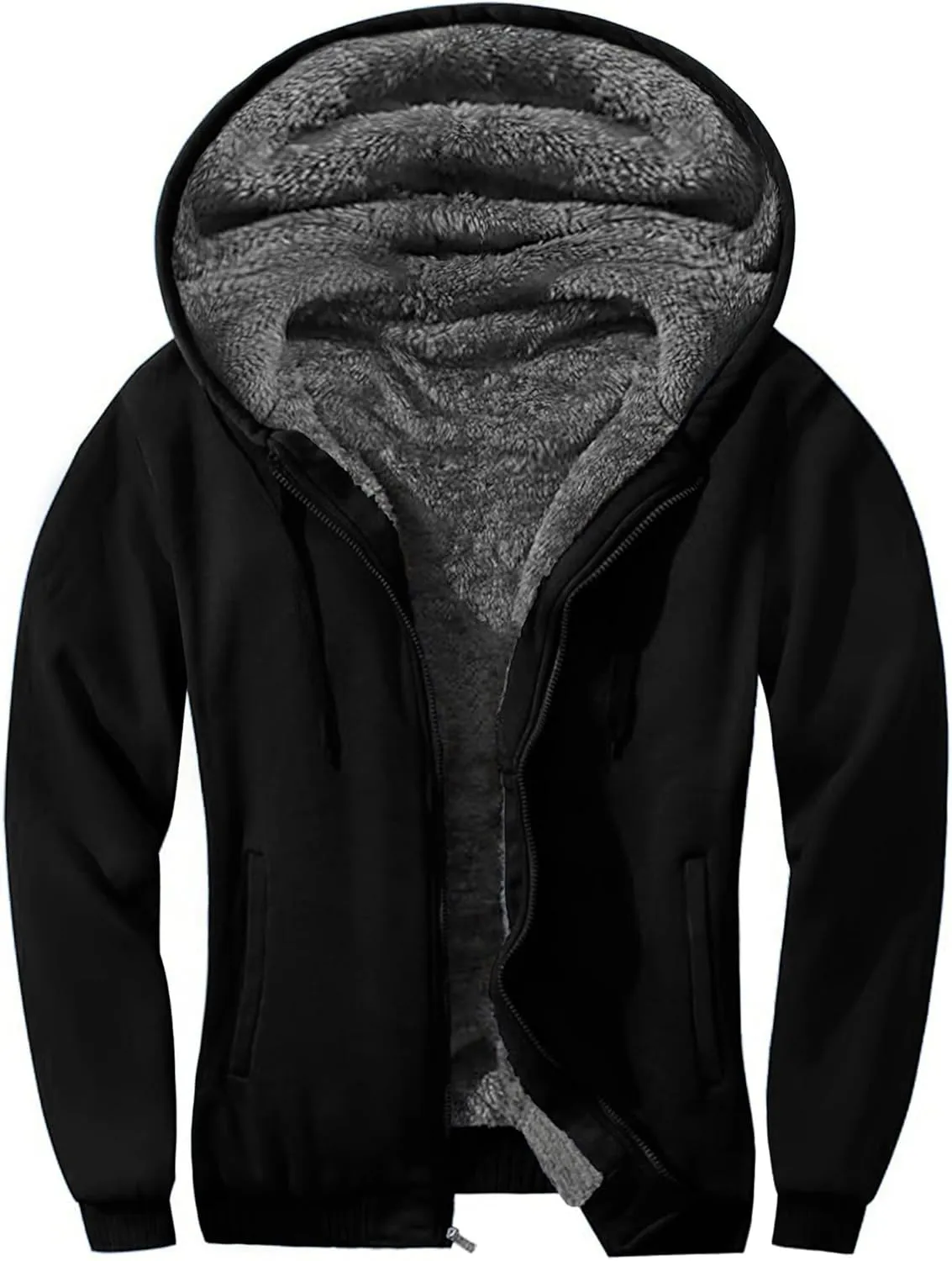 PEGENO Mens Casual Full Zip Hoodie Sweatshirt Long Sleeve Coat Fall Winter Outfits Jacket