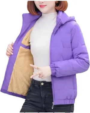 Pegsmio Short Down Cotton-Padded Jacket Ladies Cotton-Padded Jacket Mother Winter Padded Hooded Warm Coat