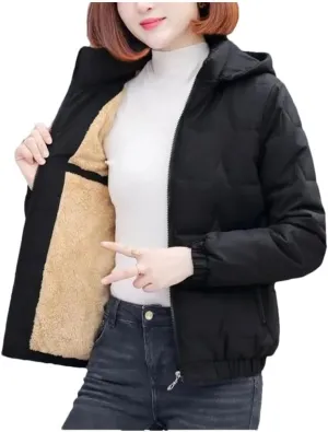 Pegsmio Short Down Cotton-Padded Jacket Ladies Cotton-Padded Jacket Mother Winter Padded Hooded Warm Coat