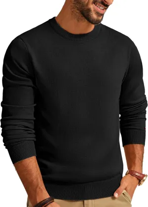 PJ PAUL JONES Men's Sweaters Crewneck Basic Lightweight Wool Blend Knitted Pullover Long Sleeve Shirts for Men