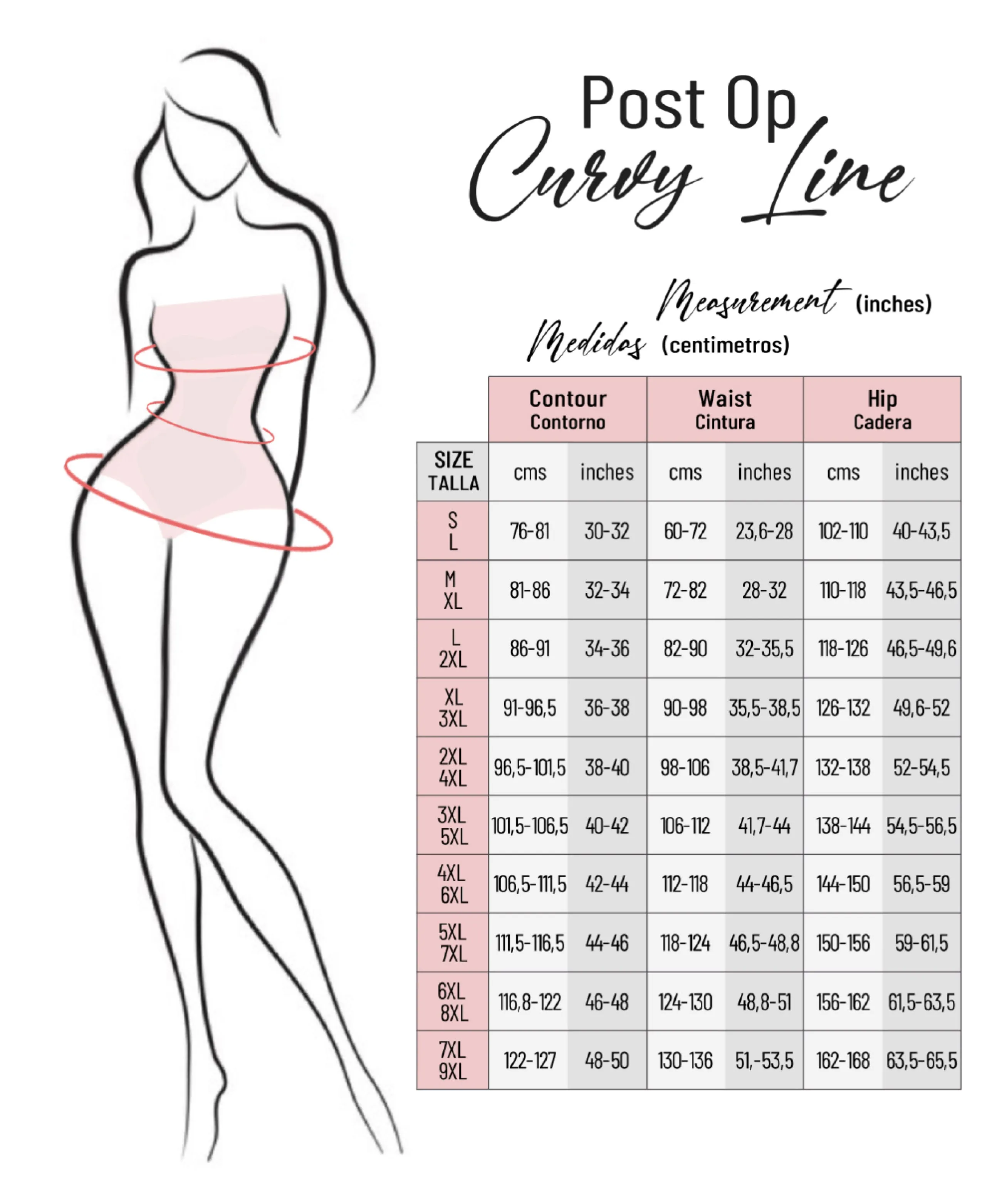 Post Op Curvy 4-Line Recovery Garment - C9024