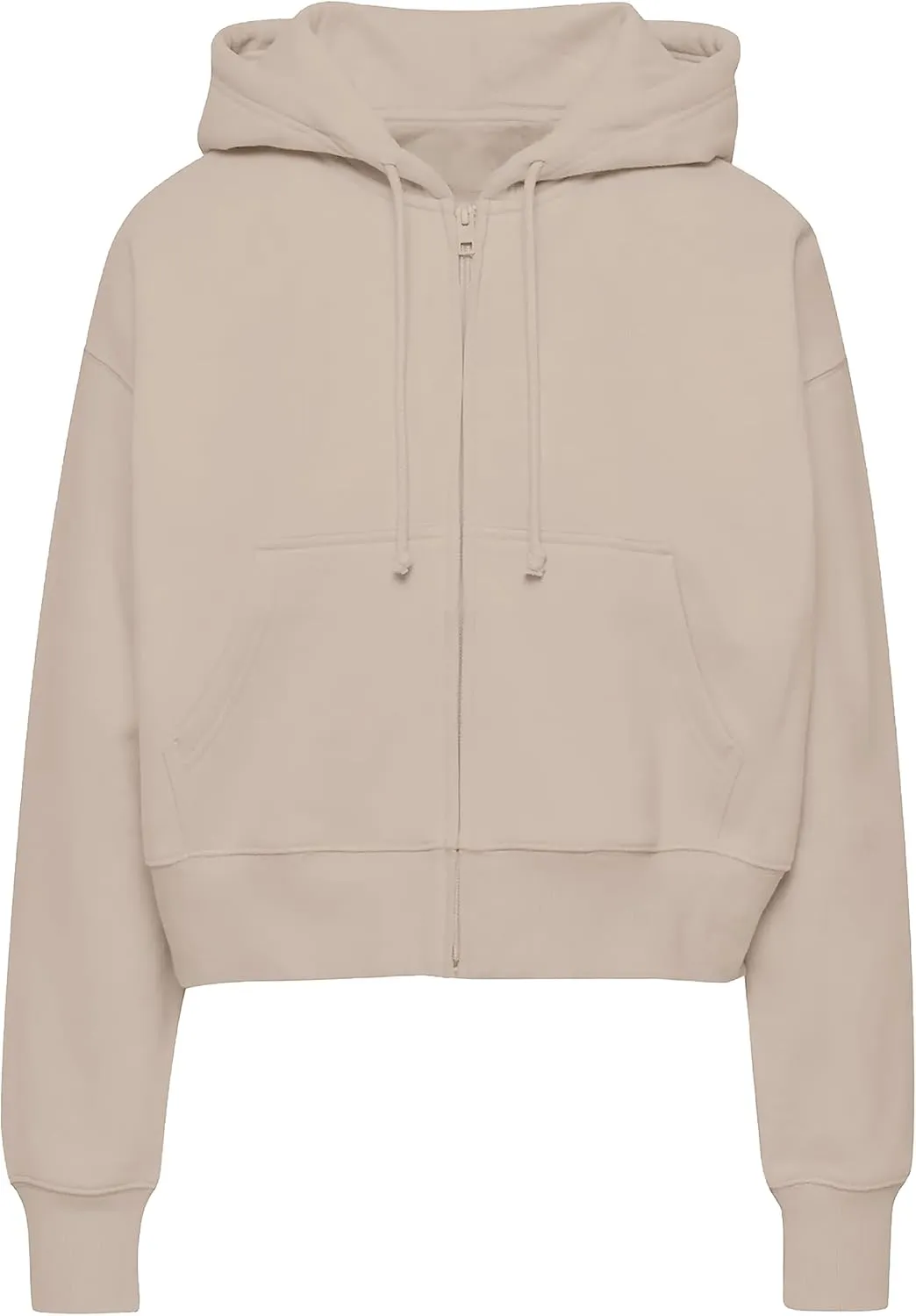 PUWEI Women's Casual Zip Up Drawstring Cropped Hoodie Hooded Crop Jacket Top with Pockets