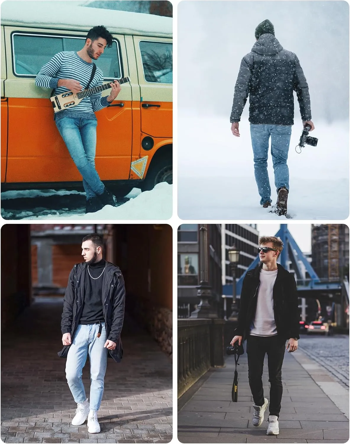 Qazel Vorrlon Men's Fleece Lined Jeans Winter Warm Flannel Skinny Slim Fit Stretch Denim Pants
