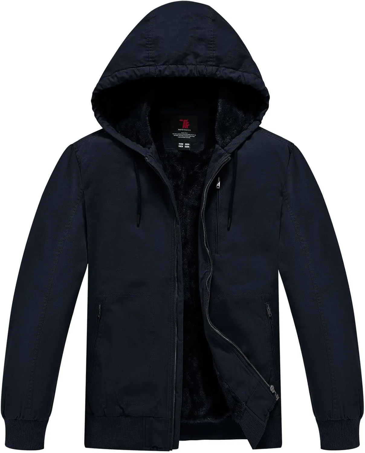 Rdruko Men's Work Jackets Flannel Lined Insulated Cotton Workwear Hooded Winter Coats