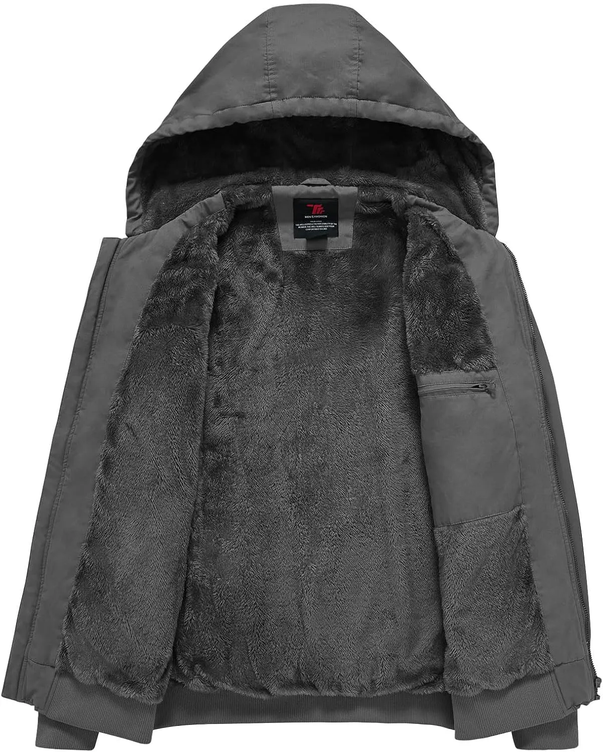 Rdruko Men's Work Jackets Flannel Lined Insulated Cotton Workwear Hooded Winter Coats