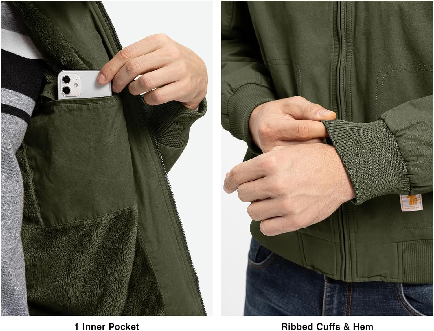 Rdruko Men's Work Jackets Flannel Lined Insulated Cotton Workwear Hooded Winter Coats