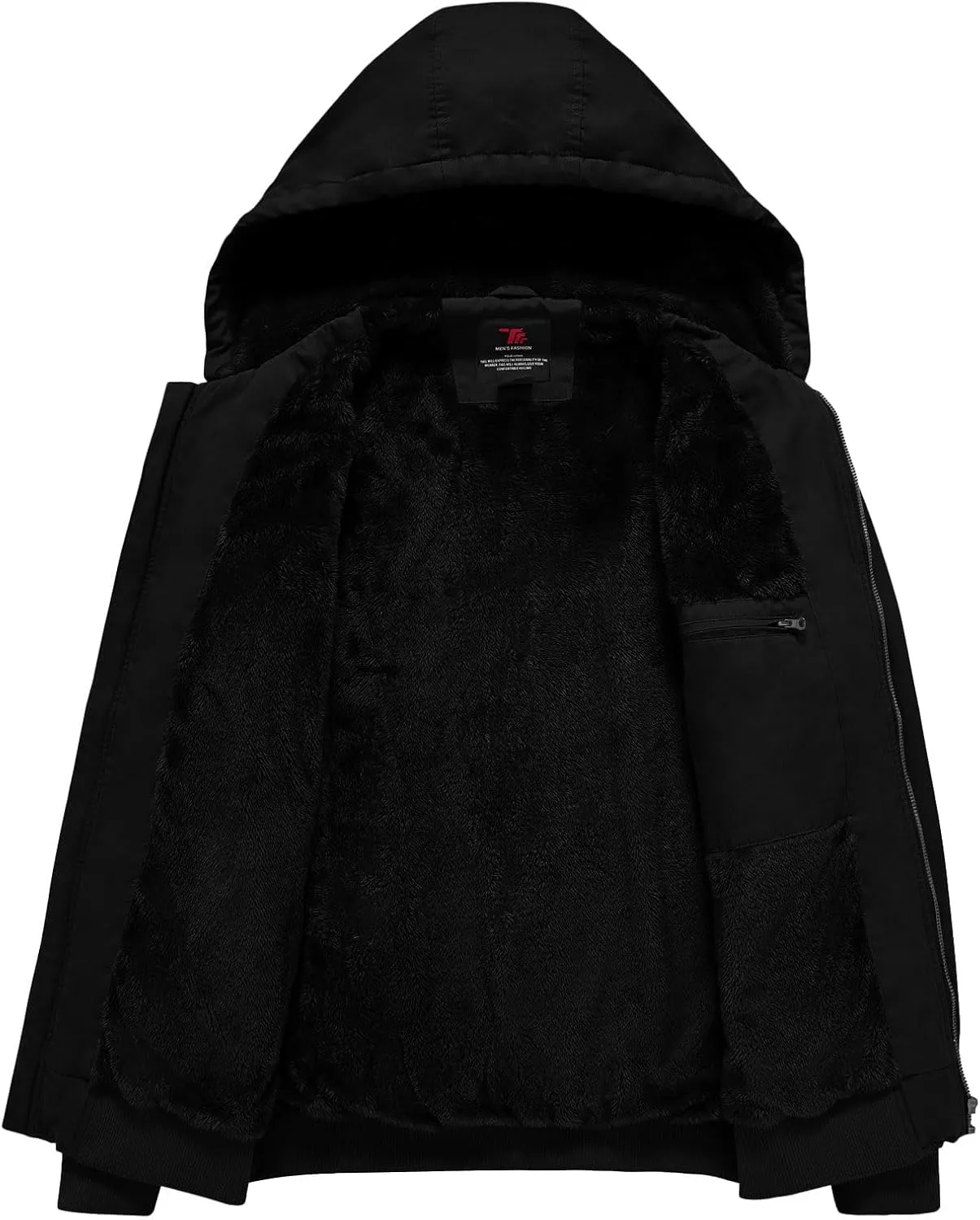 Rdruko Men's Work Jackets Flannel Lined Insulated Cotton Workwear Hooded Winter Coats