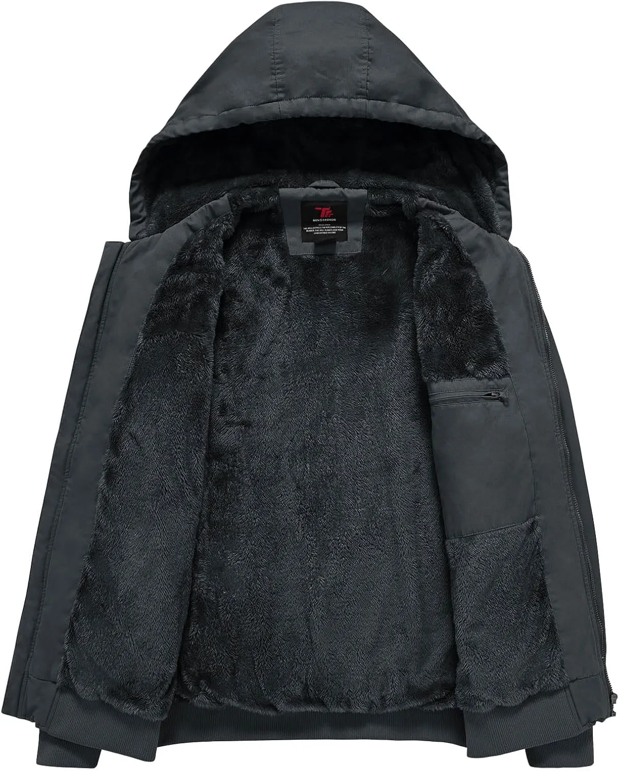 Rdruko Men's Work Jackets Flannel Lined Insulated Cotton Workwear Hooded Winter Coats