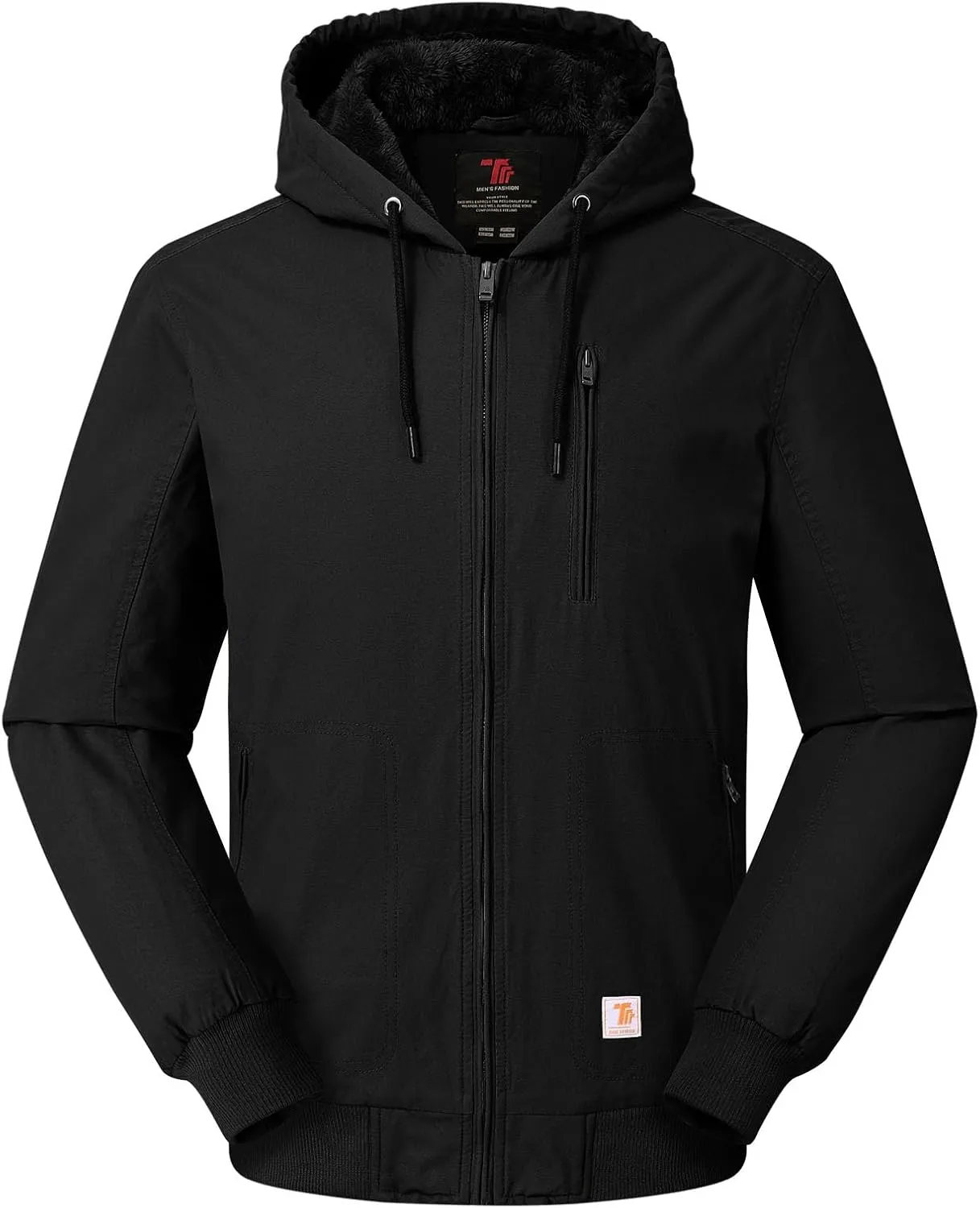Rdruko Men's Work Jackets Flannel Lined Insulated Cotton Workwear Hooded Winter Coats