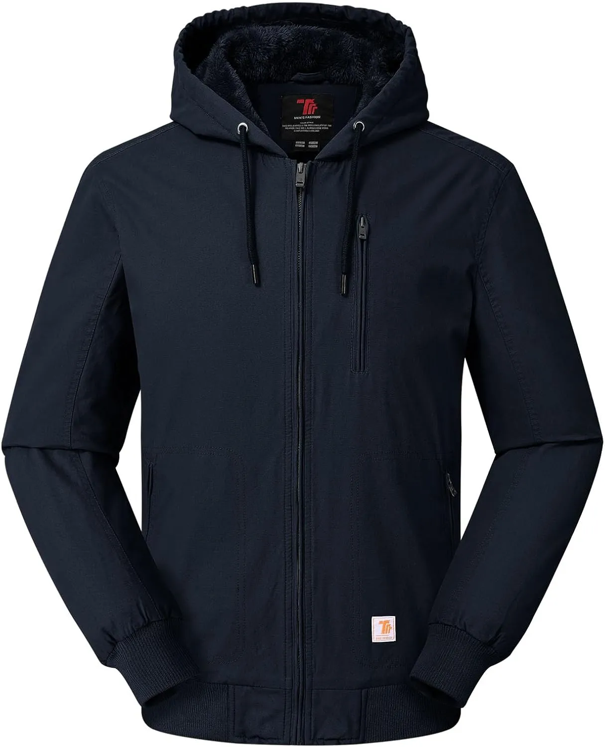 Rdruko Men's Work Jackets Flannel Lined Insulated Cotton Workwear Hooded Winter Coats