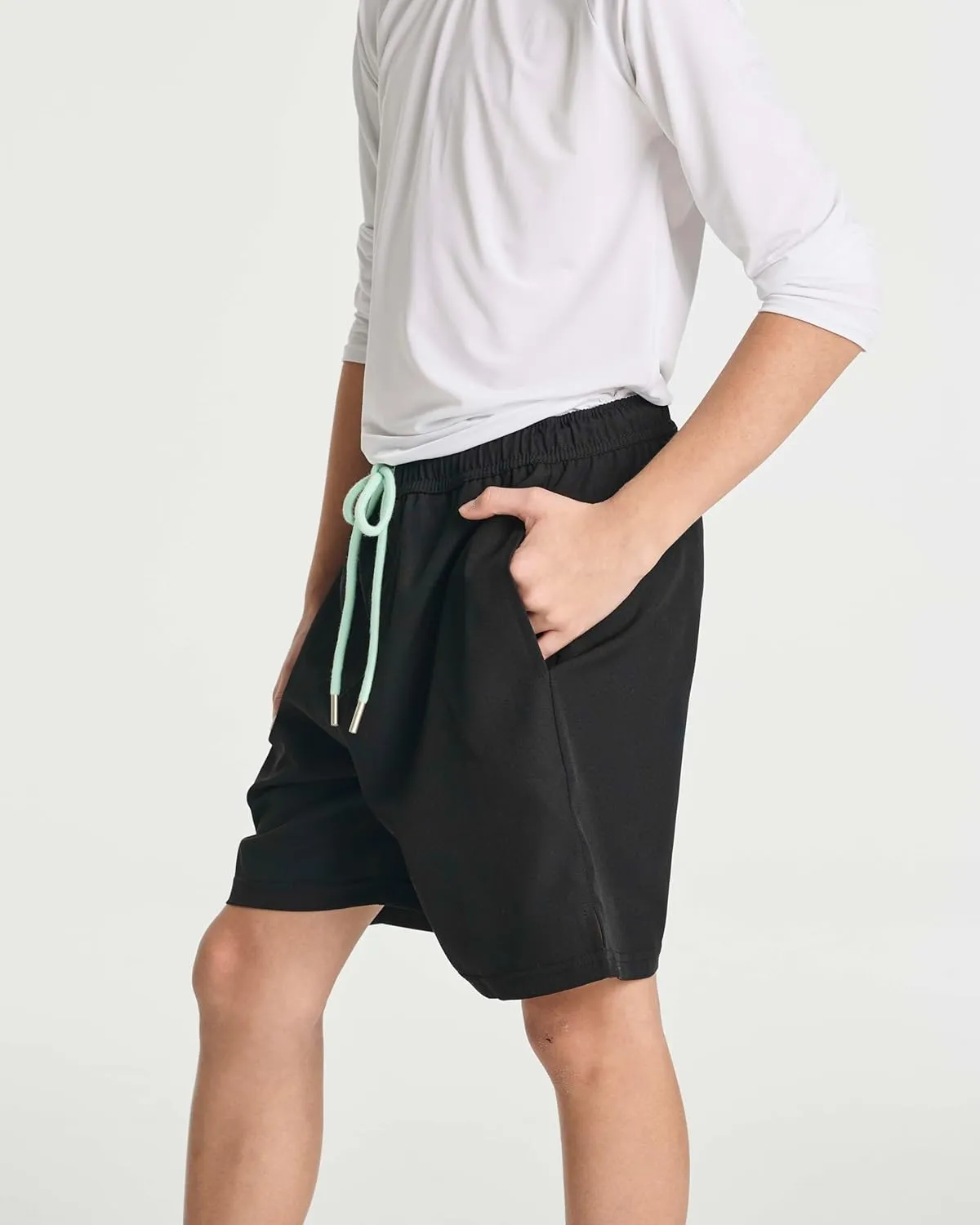 Real Essentials 3 Pack: Boys' 2 in 1 Swim Trunks with Compression Boxer Liner Stretch Beach Board Shorts Quick Dry (Age 4-18)