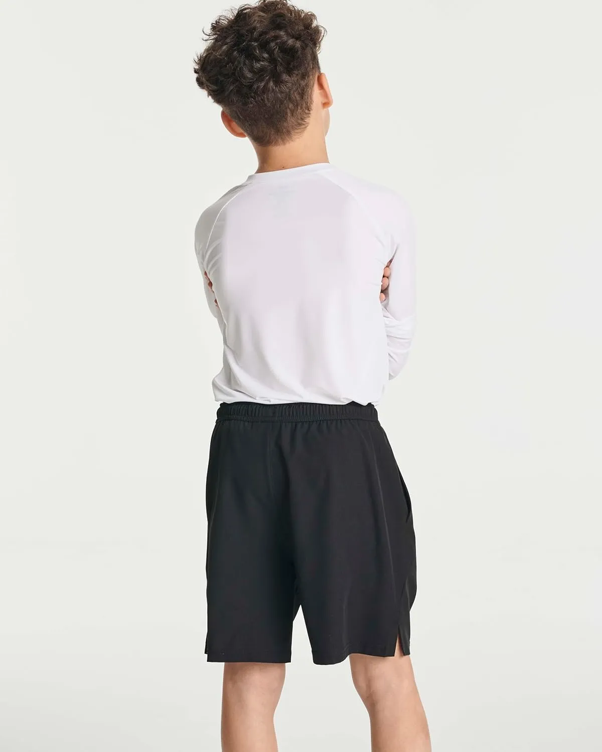 Real Essentials 3 Pack: Boys' 2 in 1 Swim Trunks with Compression Boxer Liner Stretch Beach Board Shorts Quick Dry (Age 4-18)
