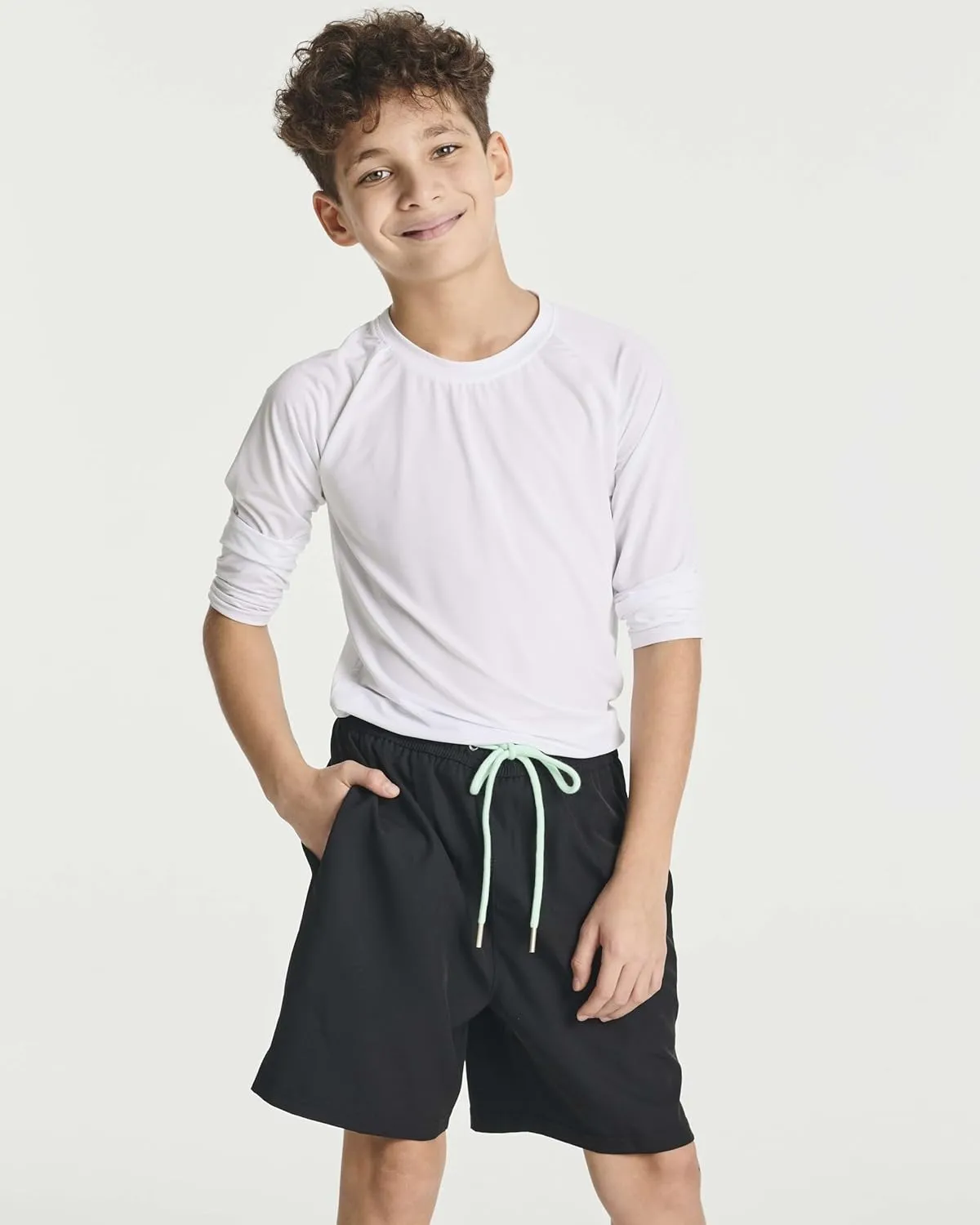 Real Essentials 3 Pack: Boys' 2 in 1 Swim Trunks with Compression Boxer Liner Stretch Beach Board Shorts Quick Dry (Age 4-18)