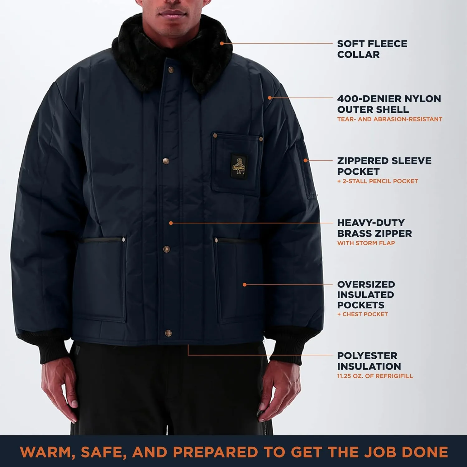 RefrigiWear Men's Iron-Tuff Polar Jacket, Insulated Coat, -50F Comfort Rating