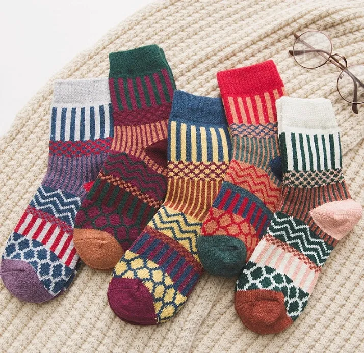 ROYALUCK 5 Pairs Women Thermal Socks Warm Winter Socks Knitted Wool Socks