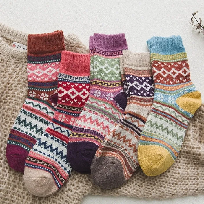 ROYALUCK 5 Pairs Women Thermal Socks Warm Winter Socks Knitted Wool Socks
