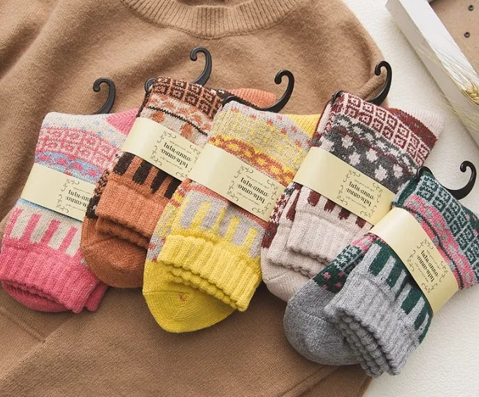 ROYALUCK 5 Pairs Women Thermal Socks Warm Winter Socks Knitted Wool Socks