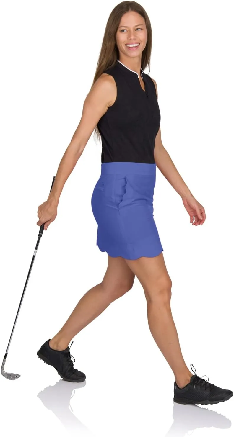 Scallop Golf Skort for Women - Dry Fit 4-Way Stretch Golf Skirt - Moisture Wicking, Anti-Odor Technology, UPF50  Protection
