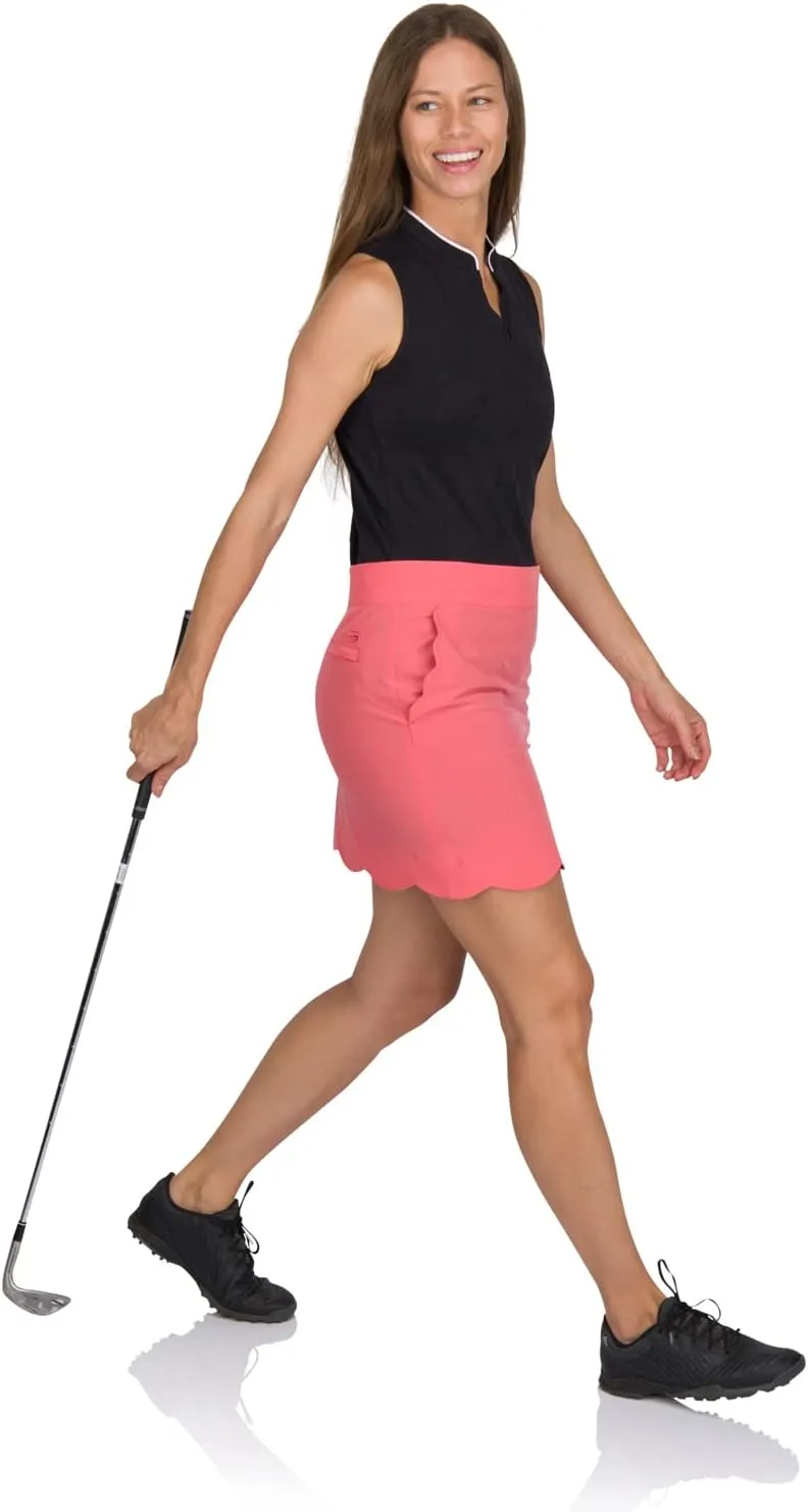 Scallop Golf Skort for Women - Dry Fit 4-Way Stretch Golf Skirt - Moisture Wicking, Anti-Odor Technology, UPF50  Protection