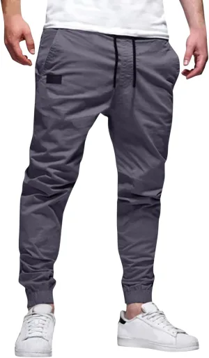 sdbrld Cargo Pants For Men Mens Outdoor Hiking Joggers Pants Solid Casual Mid Waist Drawstring Cargo Pants with Pockets