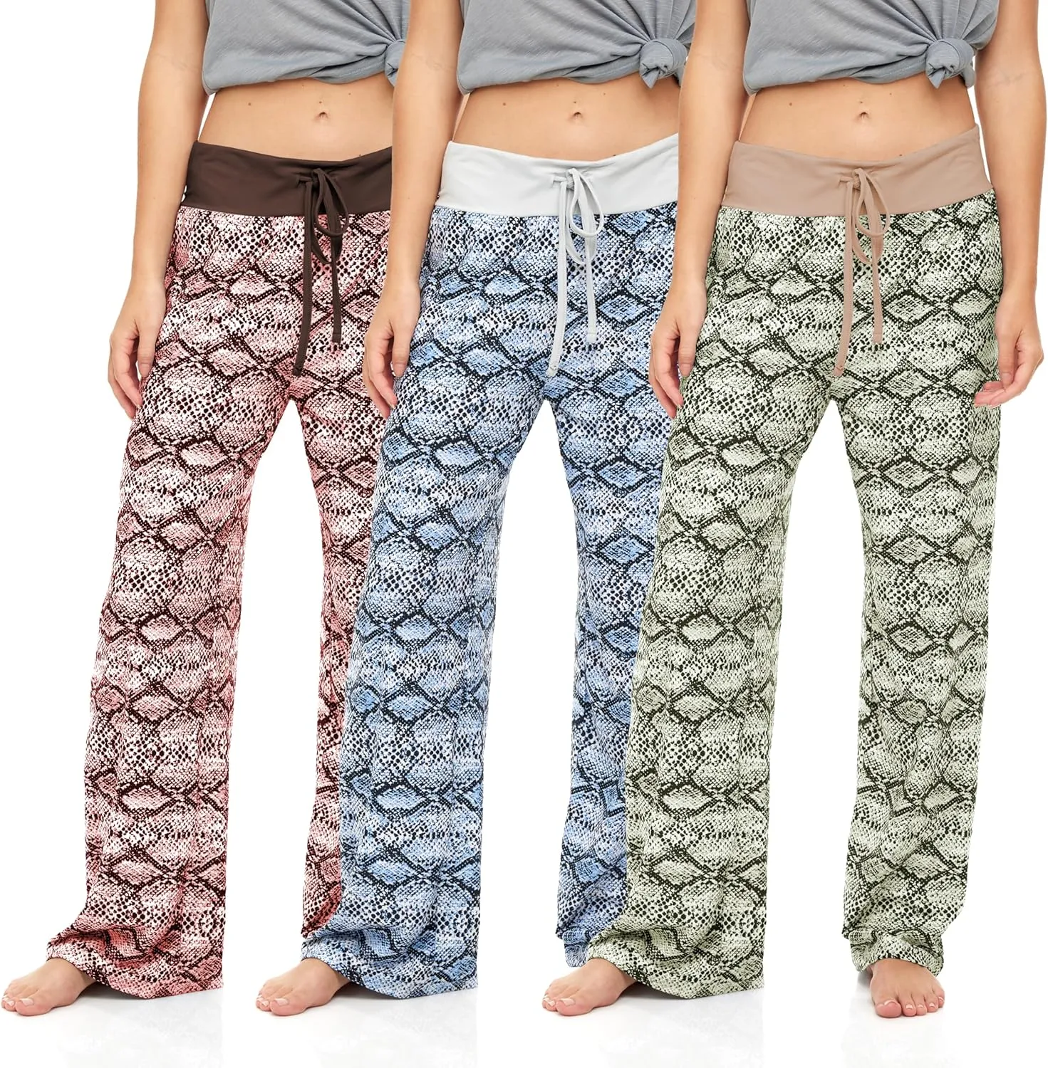 Sexy Basics Womens Lounge Pants | Wide Leg Hi Waisted - Ultra Soft Drawstring PJ Bottoms | Multi Packs & Colors