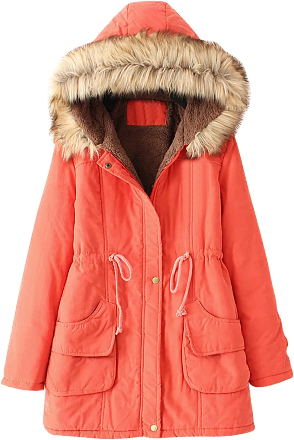 SMIDOW Winter Coats For Women 2023 Trendy Thicken Puffer Jackets With Faux Fur Hood Warm Parka Coat Outwear