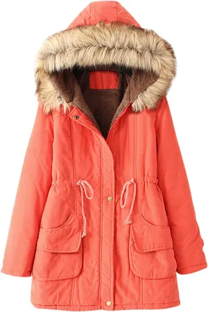 SMIDOW Winter Coats For Women 2023 Trendy Thicken Puffer Jackets With Faux Fur Hood Warm Parka Coat Outwear
