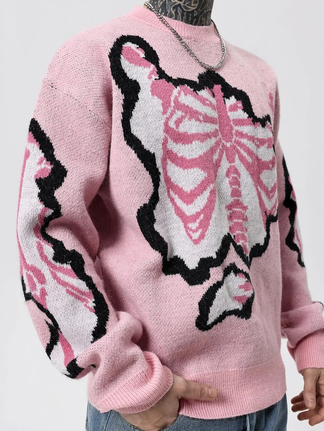 SOLY HUX Men's Sweater Graphic Print Drop Shoulder Long Sleeve Crewneck Pullover Tops