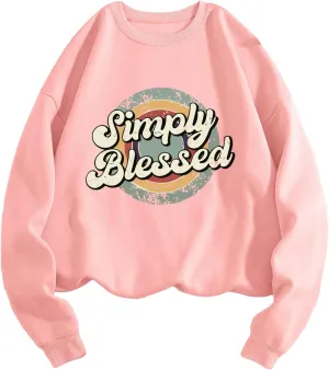 SOLY HUX Sweatshirt for Women Letter Graphic Print Long Sleeve Crewneck Pullover Tops