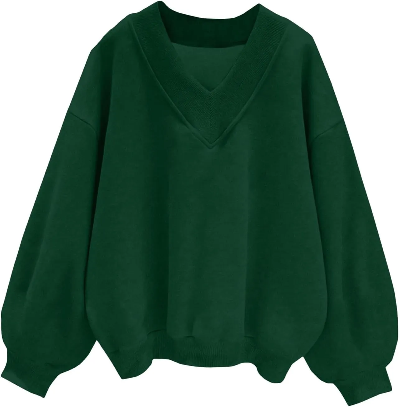 SOLY HUX Women's Plus Size Sweatshirt V Neck Drop Shoulder Long Sleeve Casual Pullover Tops