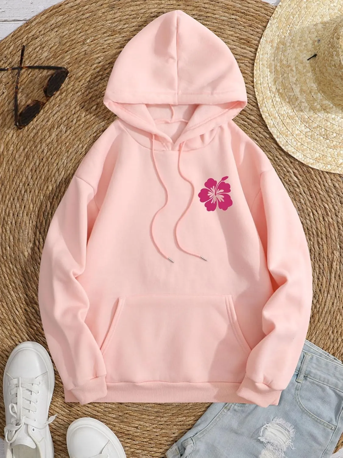 SOLY HUX Womens Sweatshirt Graphic Hoodies Letter Print Casual Long Sleeve Drawstring Pullover Tops with Pocket