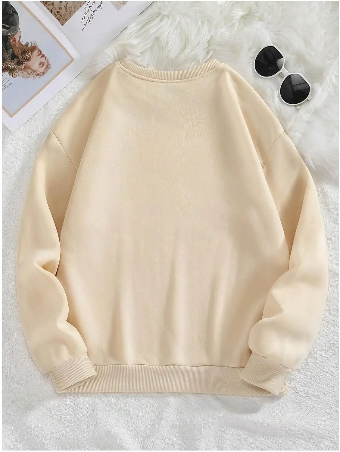 SOLY HUX Women's Sweatshirt Letter Print Graphic Drop Shoulder Long Sleeve Pullover Tops