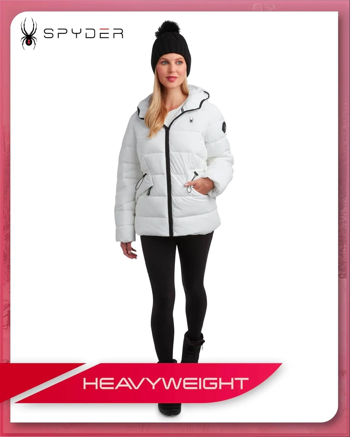 Spyder Women's Puffer Jacket - Water-Resistant Insulated Winter Coat with Cinched Waist - Womens Hooded Quilted Jacket (S-XL)