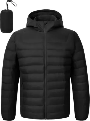TBMPOY Men's Down Puffer Jackets Packable Lightweight Winter Coat Hooded Warm Insulated Puffy Jacket