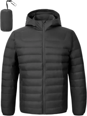 TBMPOY Men's Down Puffer Jackets Packable Lightweight Winter Coat Hooded Warm Insulated Puffy Jacket