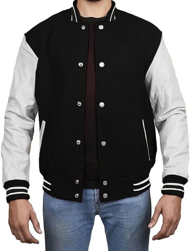 Varsity Jacket - Letterman Jacket - Lightweight Baseball Jackets In (33 Colors) Real Leather Sleeves
