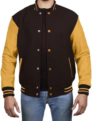 Varsity Jacket - Letterman Jacket - Lightweight Baseball Jackets In (33 Colors) Real Leather Sleeves