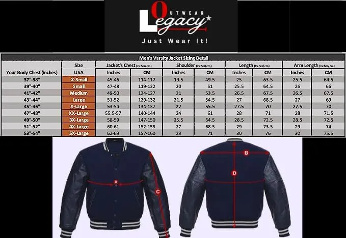 Varsity Jacket - Letterman Jacket - Lightweight Baseball Jackets In (33 Colors) Real Leather Sleeves