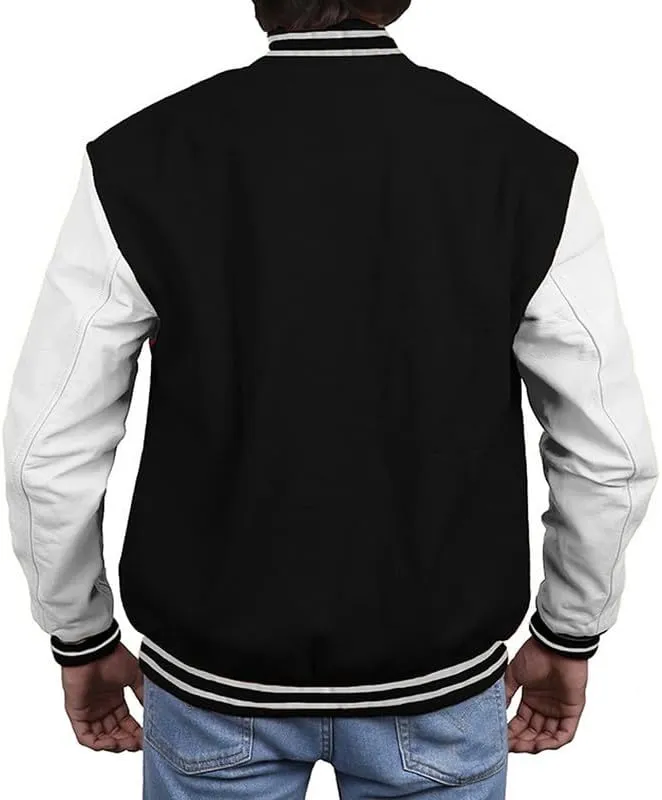 Varsity Jacket - Letterman Jacket - Lightweight Baseball Jackets In (33 Colors) Real Leather Sleeves