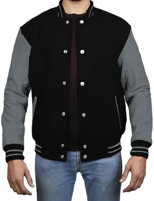 Varsity Jacket - Letterman Jacket - Lightweight Baseball Jackets In (33 Colors) Real Leather Sleeves