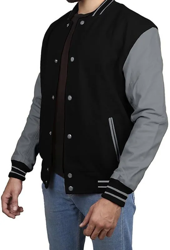 Varsity Jacket - Letterman Jacket - Lightweight Baseball Jackets In (33 Colors) Real Leather Sleeves