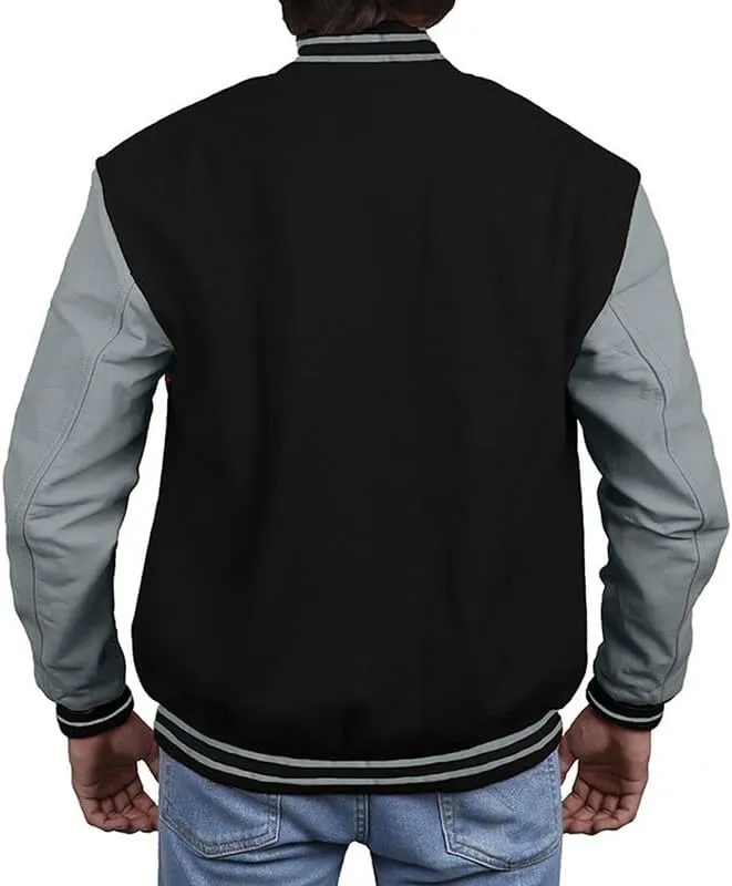 Varsity Jacket - Letterman Jacket - Lightweight Baseball Jackets In (33 Colors) Real Leather Sleeves