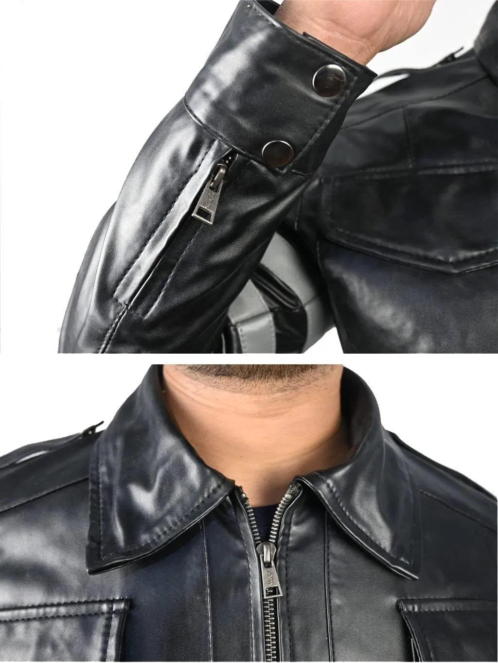 VearFit Residents Evils SuperHero Black Pu Faux Leather Jacket for Men Movie Hero