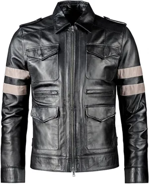 VearFit Residents Evils SuperHero Black Pu Faux Leather Jacket for Men Movie Hero