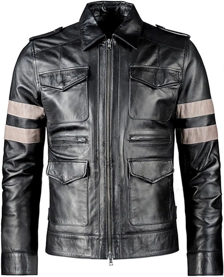 VearFit Residents Evils SuperHero Black Pu Faux Leather Jacket for Men Movie Hero